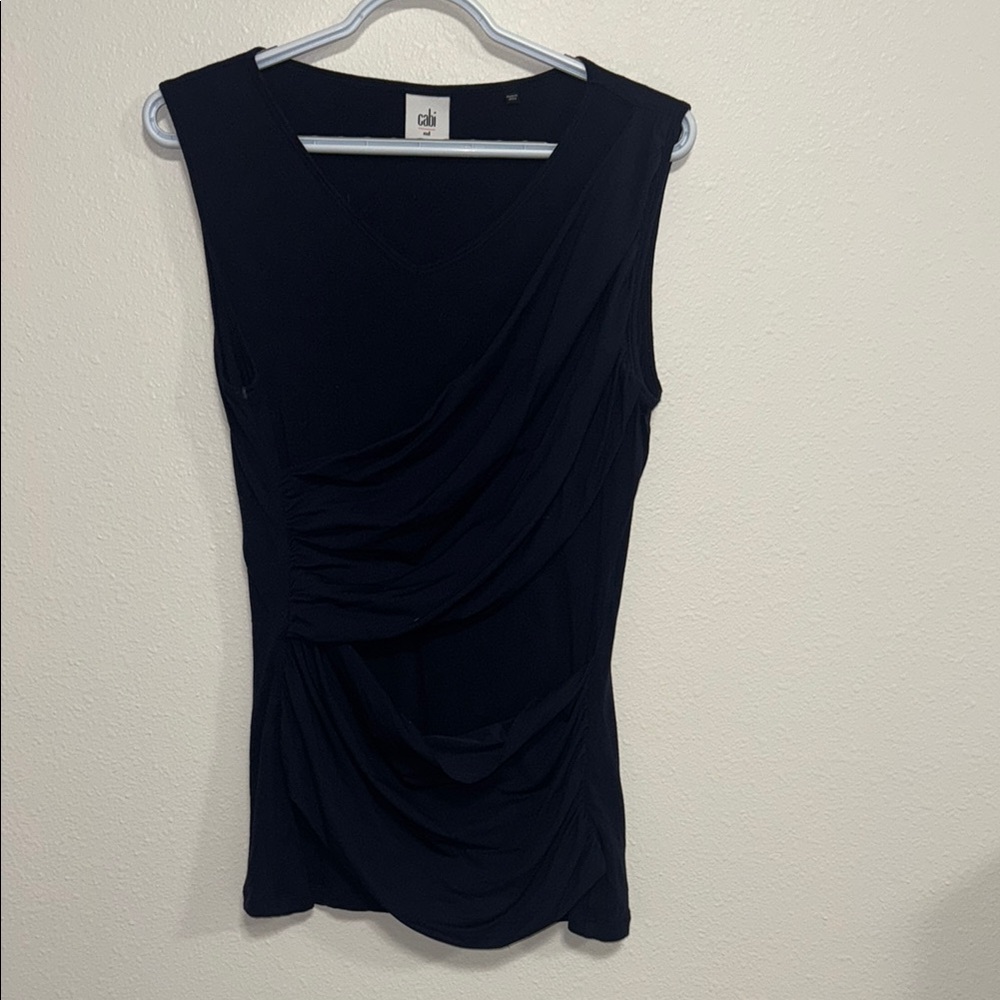 CAbi Black Ruched Tank Top